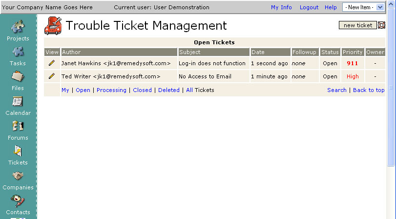 Trouble Ticket System